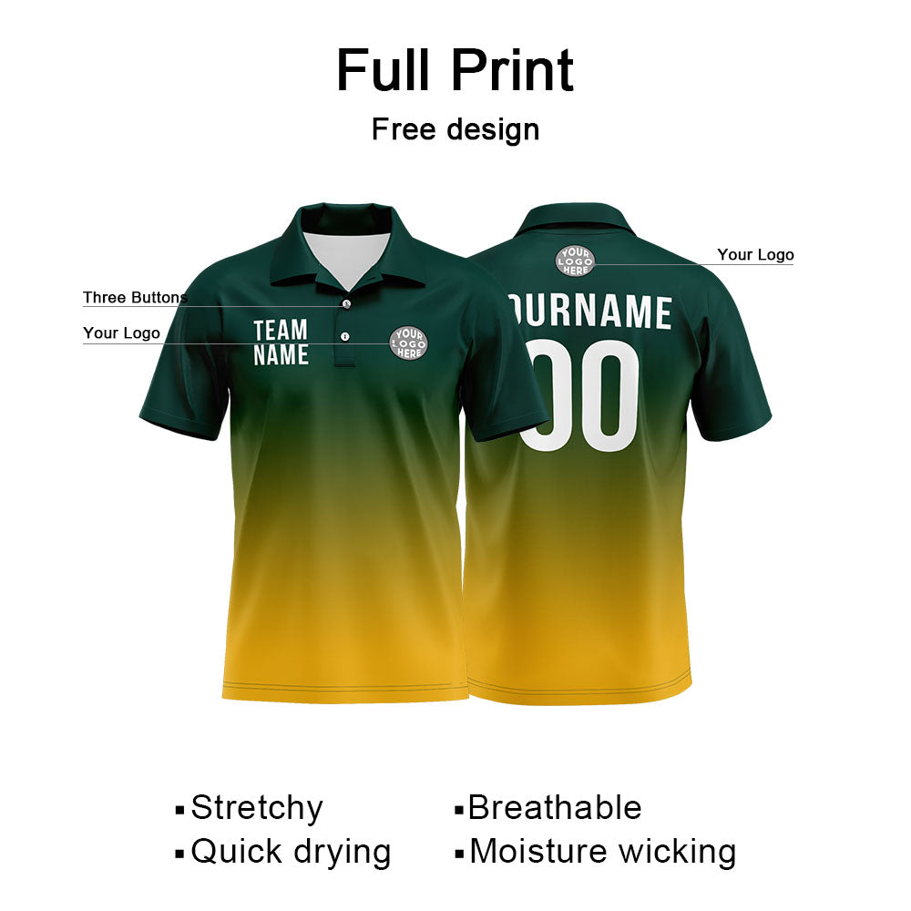 Benutzerdefinierte Grün Gelb Fußball Polo-Shirts Fügen Sie Ihr Einzigartiges hinzu Logo/Name/Nummer