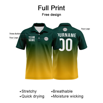 Benutzerdefinierte Grün Gelb Fußball Polo-Shirts Fügen Sie Ihr Einzigartiges hinzu Logo/Name/Nummer