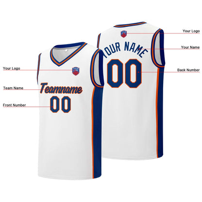 Individuelle Basketball-Jersey-Shorts für Männer und Frauen. Gestickter und gedruckter Name, Nummer und Logo Weiß