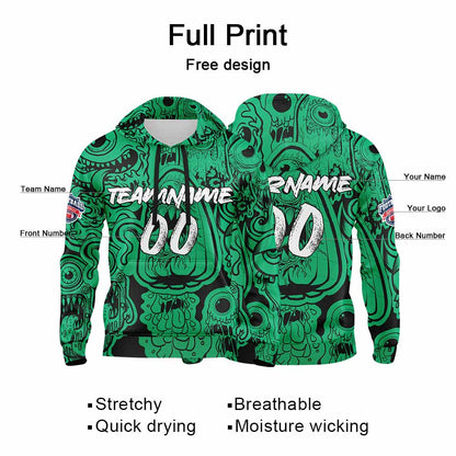 Benutzerdefinierter Sweatshirt-Hoodie für Mann, Frau, Mädchen, Junge. Drucken Sie Ihr Logo, Ihren Namen und Ihre Nummer Grün