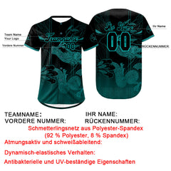 Benutzerdefiniert Schwarz Cyan Personalisierter Baseball Jersey mit Farbverlauf Team Uniform mit Namen und Nummer