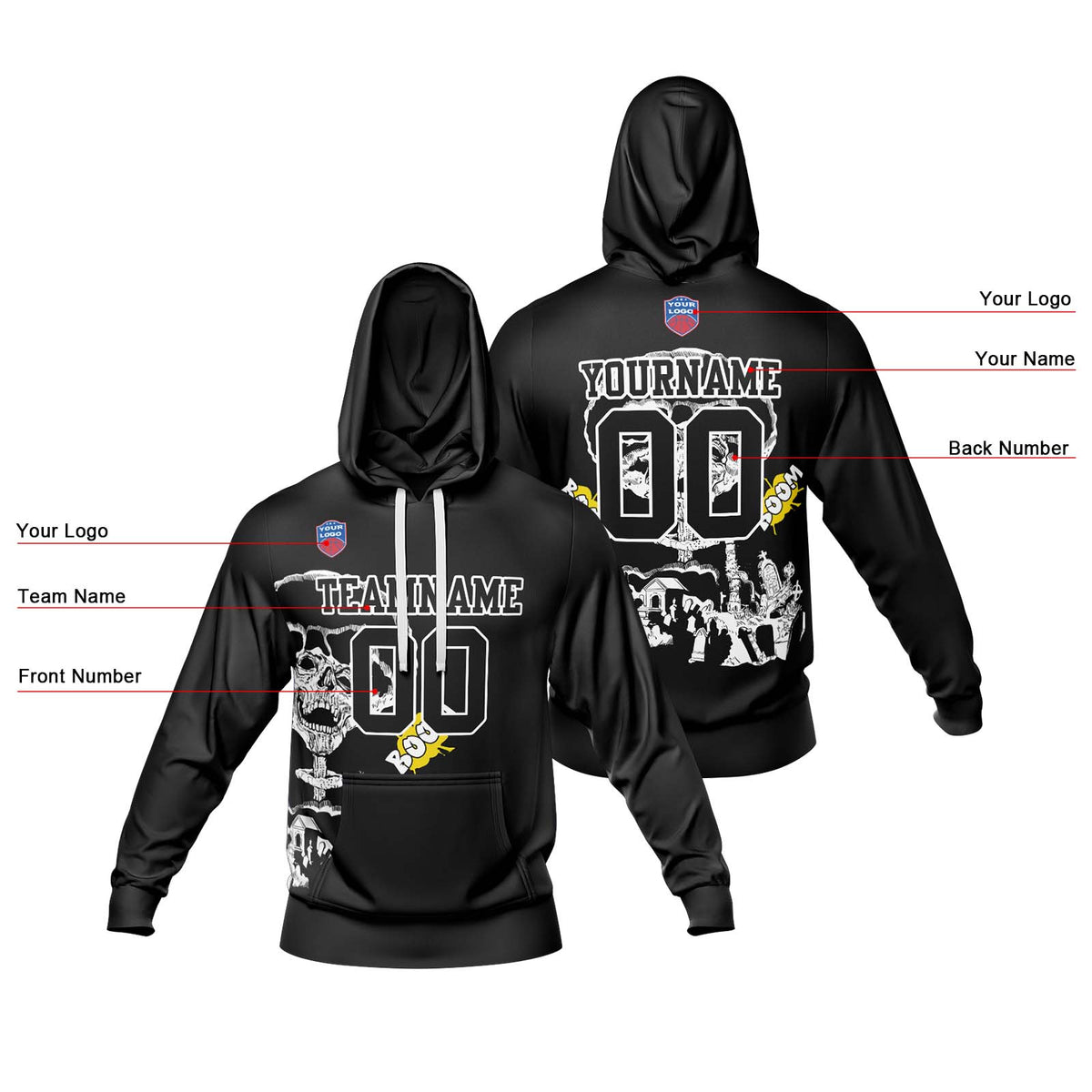 Benutzerdefinierter Sweatshirt-Hoodie für Mann, Frau, Mädchen, Junge. Drucken Sie Ihr Logo, Ihren Namen und Ihre Nummer