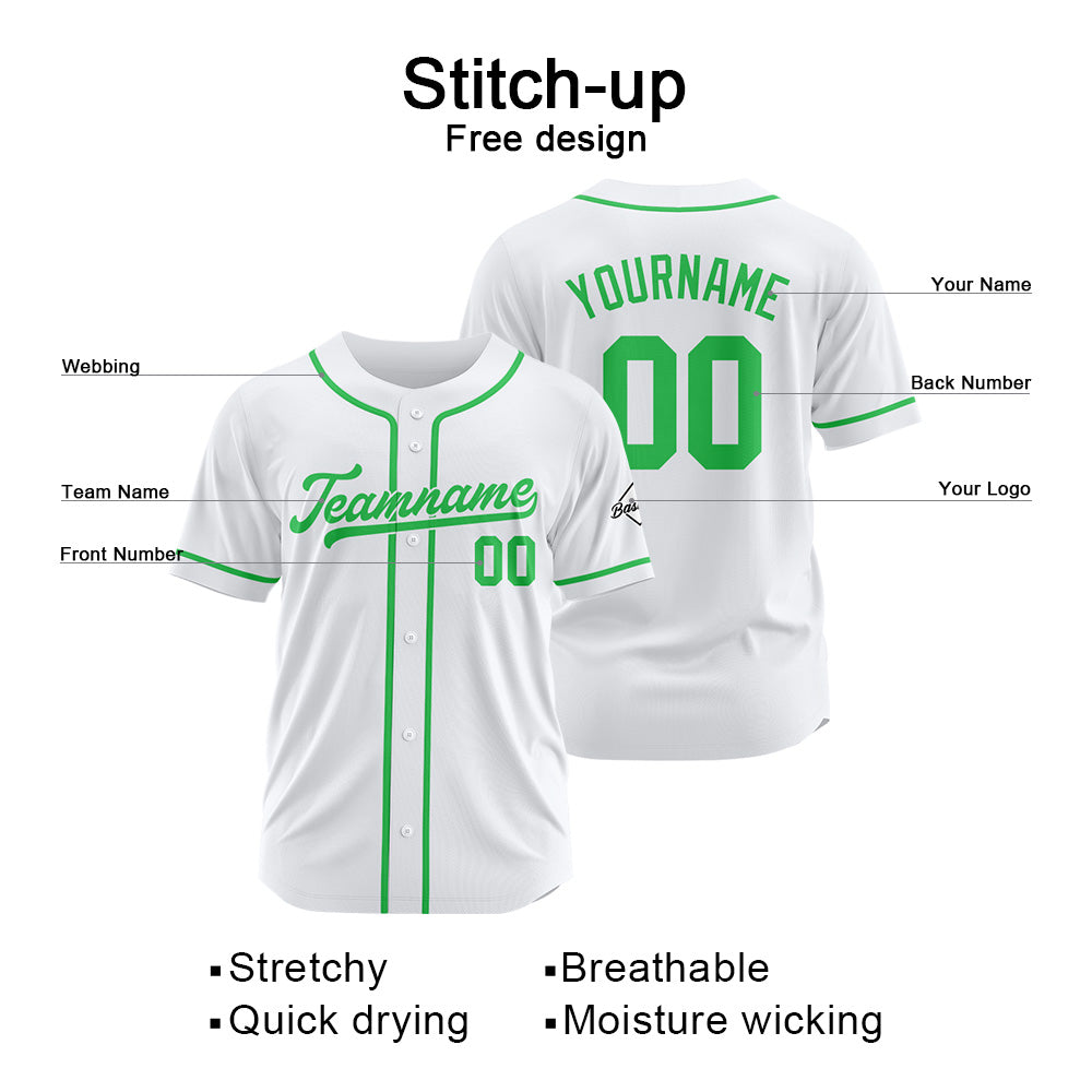 Benutzerdefinierte Authentisch Baseball-Trikot Weiß-Grün