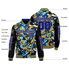 Maßgeschneiderte Königliche Gelb Letterman Varsity Jacket Individuelle Stickerei Druck nach Ihrem Wunsch