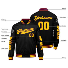 Maßgeschneiderte Crimson Schwarz Gelb Letterman Varsity Jacket Individuelle Stickerei Druck nach Ihrem Wunsch