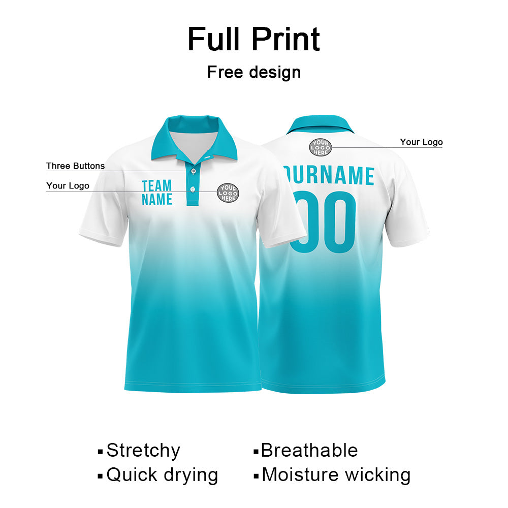 Benutzerdefinierte Blau Weiß Fußball Polo-Shirts Fügen Sie Ihr Einzigartiges hinzu Logo/Name/Nummer