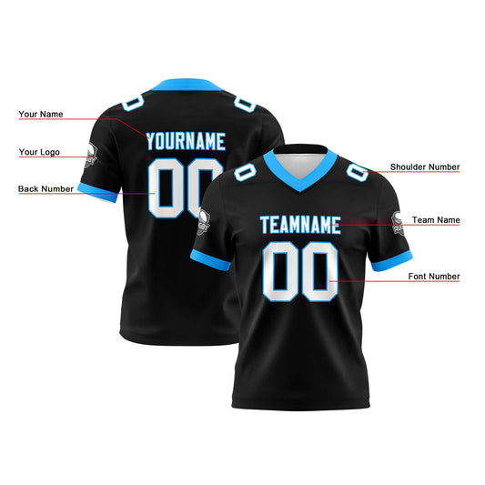 Benutzerdefinierte Schwarz Weiß Blau Reversibel Genäht Fußball Trikot Personalisierte Fußball Shirts für Männer gedruckt Team Name Nummer Logo