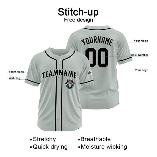 Benutzerdefinierte Baseball Jersey Personalisierte Baseball Shirt genäht und Druck Grau