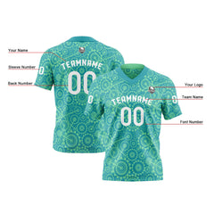 Benutzerdefinierte Grün Reversibel Fußball Trikot Personalisierte Gradient Fußball Shirts für Männer gedruckt Team Name Nummer Logo