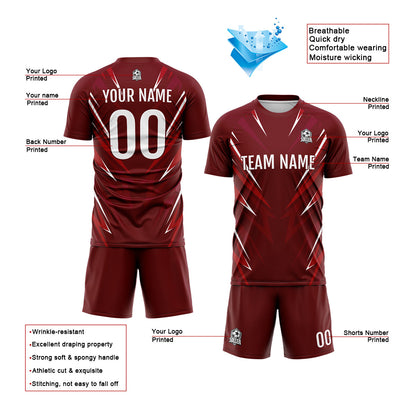 Benutzerdefinierte Dunkelrot Fußball Trikots für Männer Frauen Personalisierte Fußball Uniformen für Erwachsene und Kind