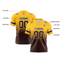 Benutzerdefinierte Gelb & Braun Gradient Fußball Trikots Personalisierter Name Nummer Logo