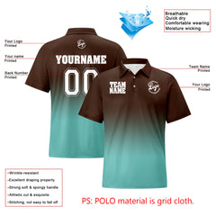 Benutzerdefinierte Braun Cyan Fußball Gradient Polo-Shirts Fügen Sie Ihr Einzigartiges hinzu Logo/Name/Nummer