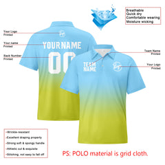 Benutzerdefinierte Hellblau Hellgrün Fußball Gradient Polo-Shirts Fügen Sie Ihr Einzigartiges hinzu Logo/Name/Nummer