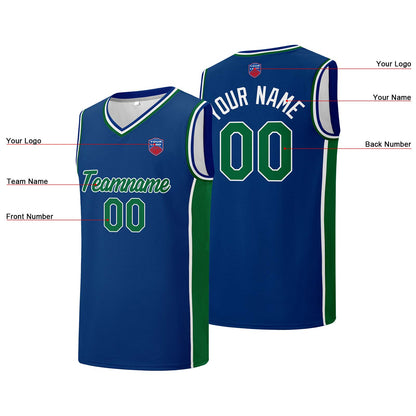 Individuelle Basketball-Jersey-Shorts für Männer und Frauen. Gestickter und gedruckter Name, Nummer und Logo Blau