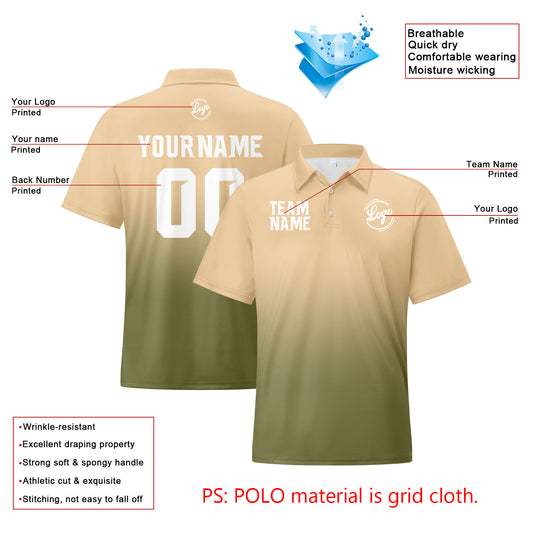 Benutzerdefinierte Khaki Armee Grün Fußball Gradient Polo-Shirts Fügen Sie Ihr Einzigartiges hinzu Logo/Name/Nummer