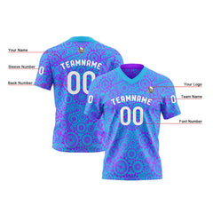 Benutzerdefinierte Blau Lila Reversibel Fußball Trikot Personalisierte Gradient Fußball Shirts für Männer gedruckt Team Name Nummer Logo