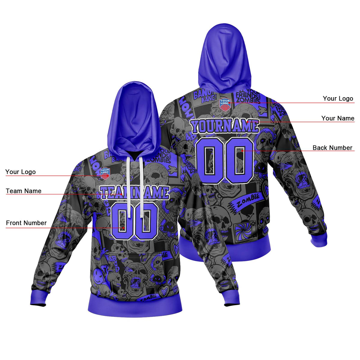 Benutzerdefinierter Sweatshirt-Hoodie für Mann, Frau, Mädchen, Junge. Drucken Sie Ihr Logo, Ihren Namen und Ihre Nummer