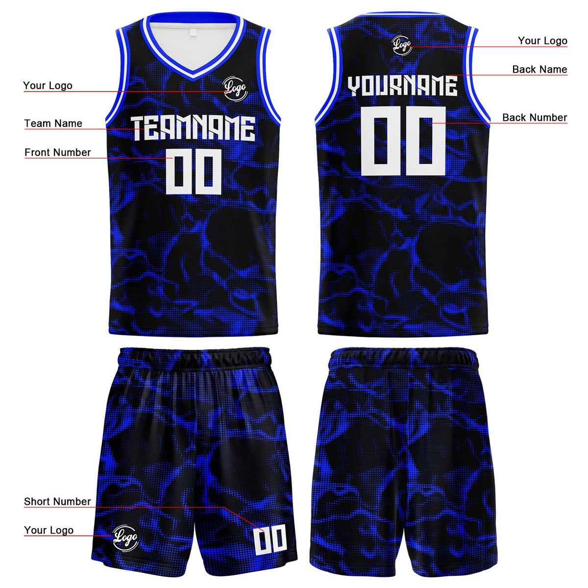 Benutzerdefinierte Marine Royal Reversible Basketball Jersey Personalisierte Print Name Nummer Logo