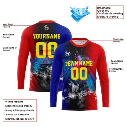 Kundenspezifisches Basketball Fußball Schießen langes T-Shirt für Erwachsene und Kinder Royal&Rot