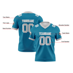 Benutzerdefinierte Blau Grau Fußball Trikots Personalisierter Name Nummer Logo