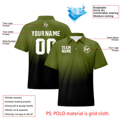 Benutzerdefinierte Armee Grün Schwarz Fußball Gradient Polo-Shirts Fügen Sie Ihr Einzigartiges hinzu Logo/Name/Nummer