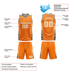 Benutzerdefinierter Orange Creme Basketball Jersey Uniform Anzug gedruckt Ihr Logo Name Nummer