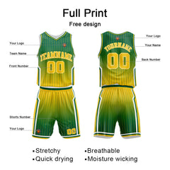 Benutzerdefinierte Gelb Grün Reversible Basketball Jersey Personalisierte Name Nummernlogo drucken