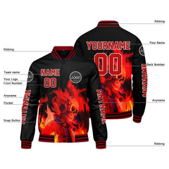 Maßgeschneiderte Schwarz Letterman Varsity Jacket Individuelle Stickerei Druck nach Ihrem Wunsch