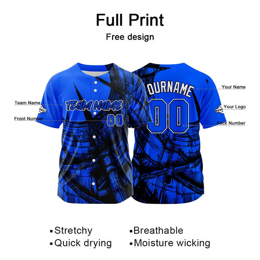 Benutzerdefinierte Baseball Jersey Personalisierte Baseball Shirt genäht und Druck Royal