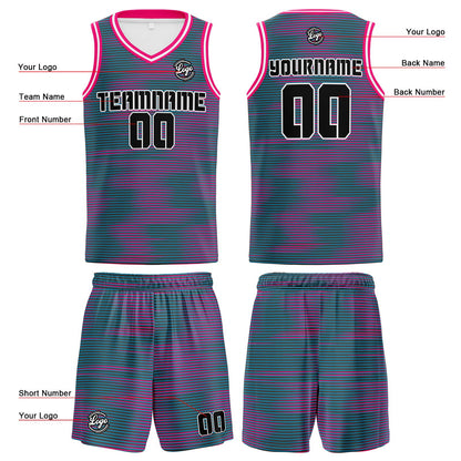 Benutzerdefinierte Grau Rosa Reversible Basketball Jersey Personalisierte Print Name Nummer Logo