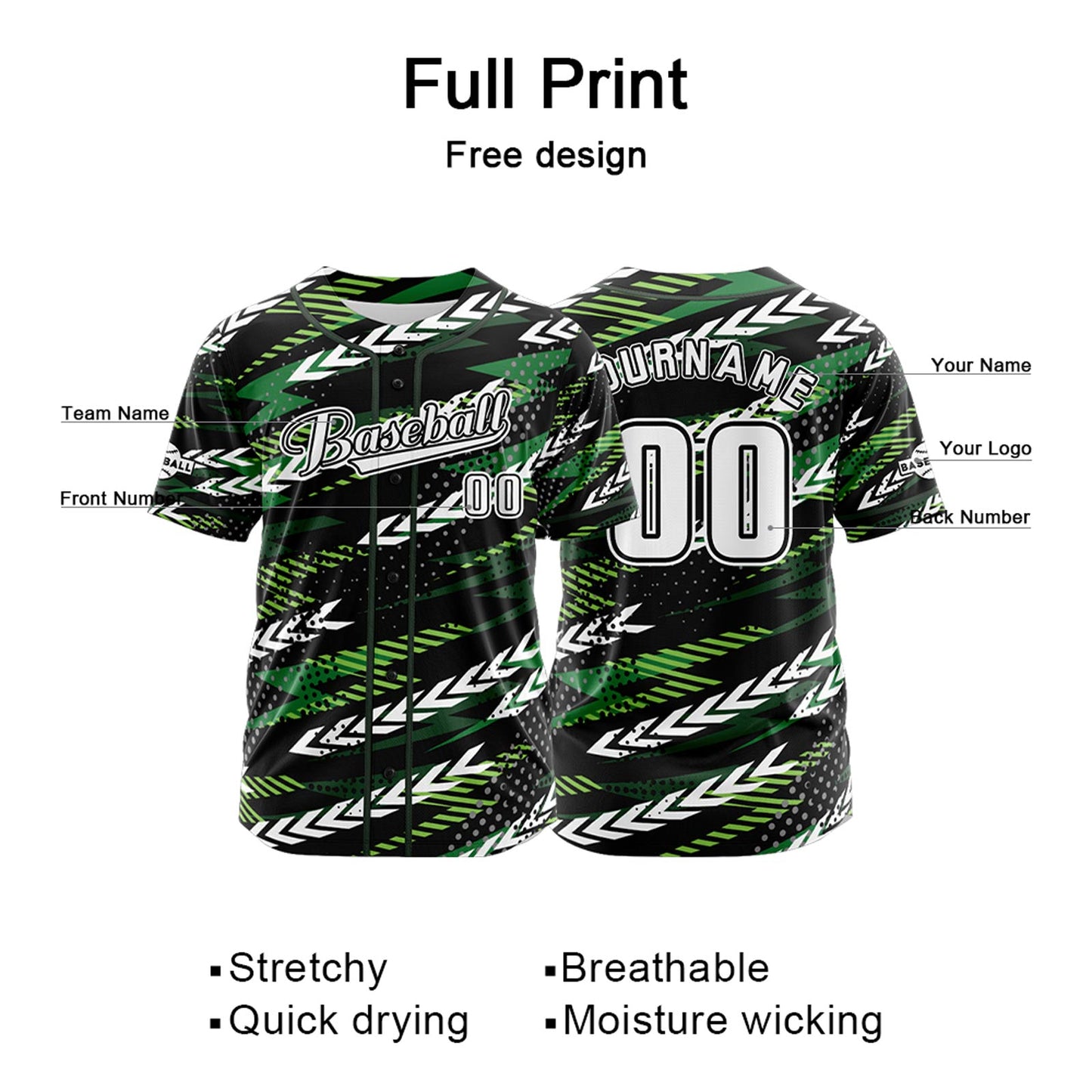 Benutzerdefiniert Schwarz Grün Baseball Uniformen Drucken für Jungs Mädchen und Kinder Machen Ihr Team Mehr Vielfältig