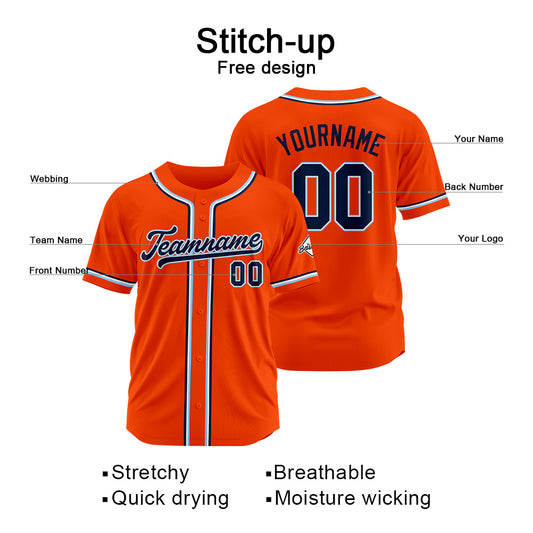 Benutzerdefinierte Authentisch Baseball-Trikot Orange Netz