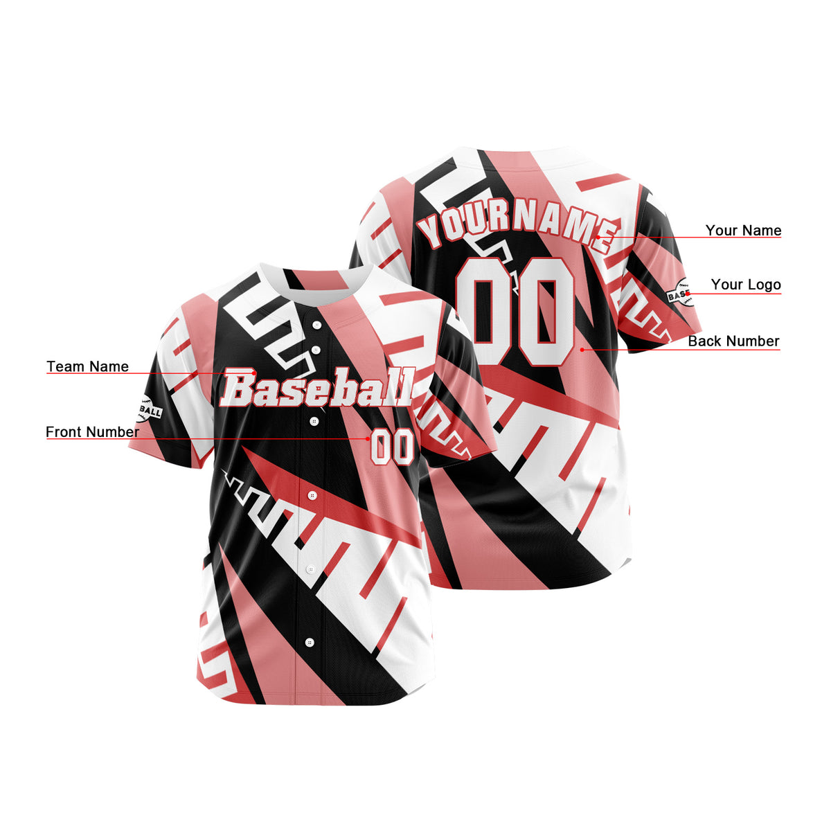 Benutzerdefiniert Rosa Baseball Uniformen Drucken für Jungs Mädchen und Kinder Machen Ihr Team Mehr Vielfältig