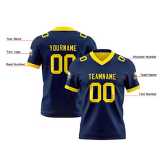 Benutzerdefinierte Marine Gelb Reversibel Genäht Fußball Trikot Personalisierte Fußball Shirts für Männer gedruckt Team Name Nummer Logo