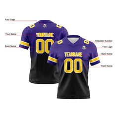 Benutzerdefinierte Lila Schwarz Reversibel Genäht Fußball Trikot Personalisierte Gradient Fußball Shirts für Männer gedruckt Team Name Nummer Logo