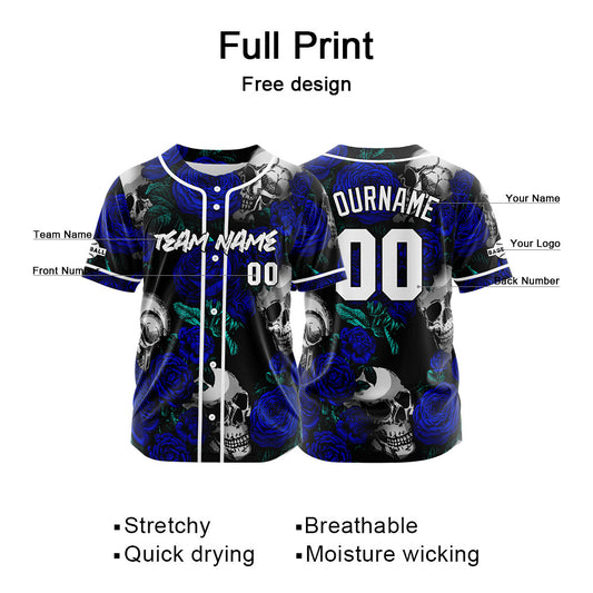 Benutzerdefinierte Baseball Jersey Personalisierte Baseball Shirt genäht und Druck Royal