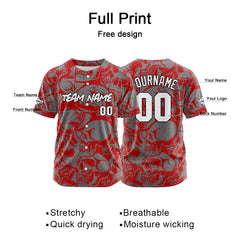 Benutzerdefinierte Baseball Jersey Personalisierte Baseball Shirt genäht und Druck Rot&Grau