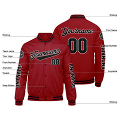 Maßgeschneiderte Rot Schwarz Letterman Varsity Jacket Individuelle Stickerei Druck nach Ihrem Wunsch