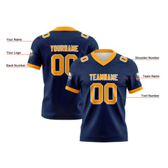 Benutzerdefinierte Blau Gelb Fußball Trikots Personalisierter Name Nummer Logo