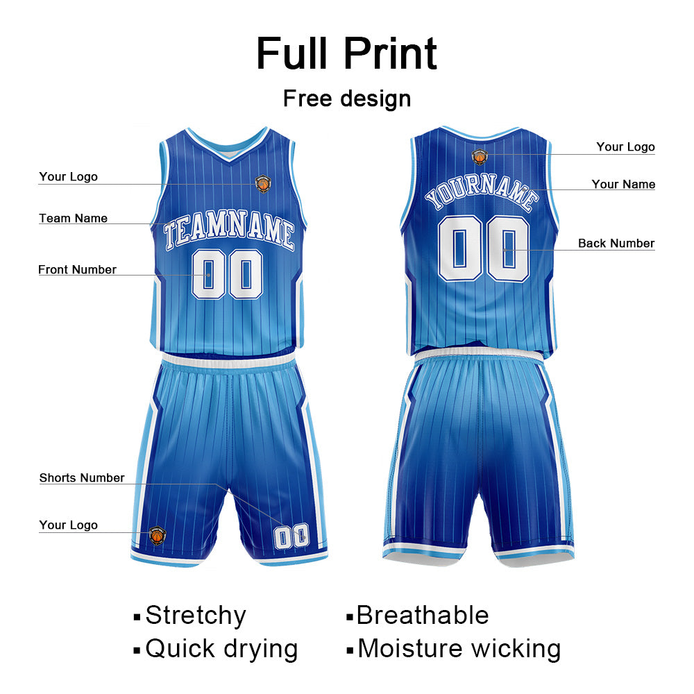 Benutzerdefinierte Blau Reversible Basketball Jersey Personalisierte Name Nummernlogo drucken
