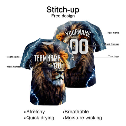 Benutzerdefinierte Baseball Jersey Personalisierte Baseball Shirt genäht und Druck Blitz Löwe