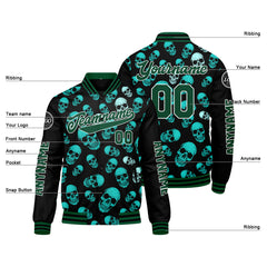 Maßgeschneiderte Grün Letterman Varsity Jacket Individuelle Stickerei Druck nach Ihrem Wunsch