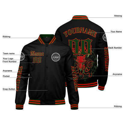Maßgeschneiderte Rot Grün Letterman Varsity Jacket Individuelle Stickerei Druck nach Ihrem Wunsch