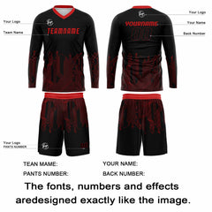 Kundenspezifisches Schwarz Rot Basketball Fußball Schießen langes T-Shirt für Erwachsene und Kinder