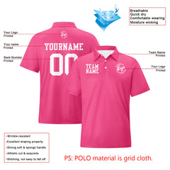 Benutzerdefinierte Rosa Weiß Fußball Polo-Shirts Fügen Sie Ihr Einzigartiges hinzu Logo/Name/Nummer