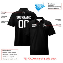 Benutzerdefinierte Schwarz Weiß Fußball Gradient Polo-Shirts Fügen Sie Ihr Einzigartiges hinzu Logo/Name/Nummer