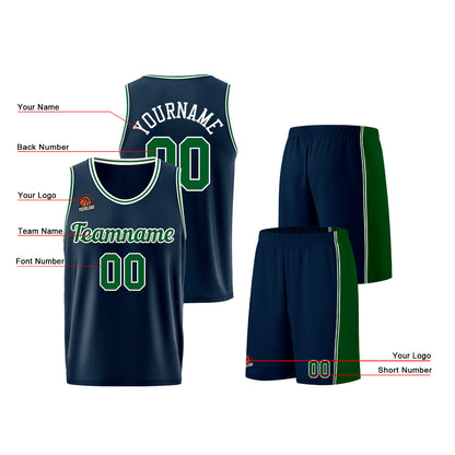Individuelle Dunkelblau-Grün Basketball Jersey Shorts für Männer und Frauen Gestickter und gedruckter Name, Nummer und Logo