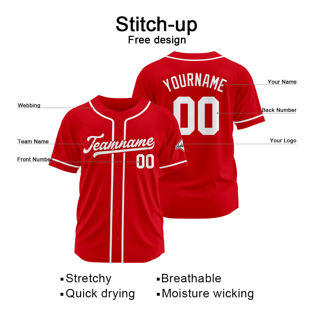 Benutzerdefinierte Authentisch Baseball-Trikot Rot-Weiss