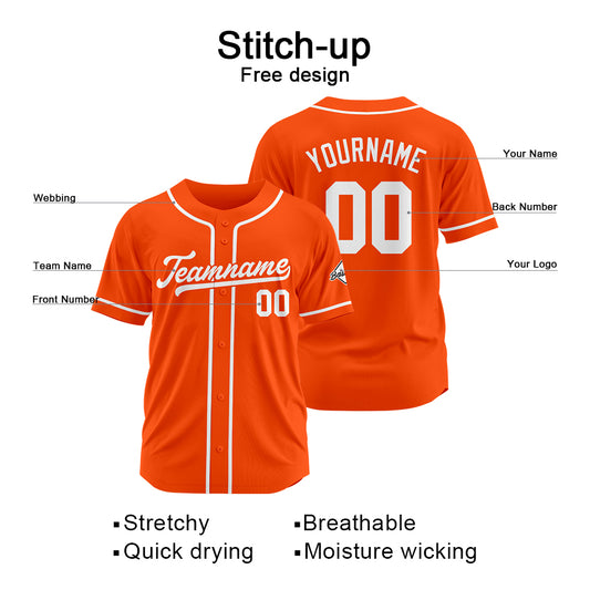 Benutzerdefinierte Authentisch Baseball-Trikot Orange-Weiß