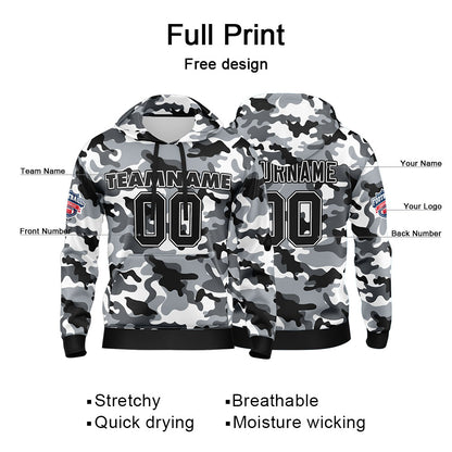 Benutzerdefinierter Sweatshirt-Hoodie für Mann, Frau, Mädchen, Junge. Drucken Sie Ihr Logo, Ihren Namen und Ihre Nummer Schwarz- Grau